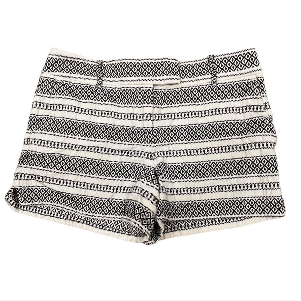 NWT LOFT The Riviera Short Black And Cream Shorts Mid Rise W/Pockets Size 10